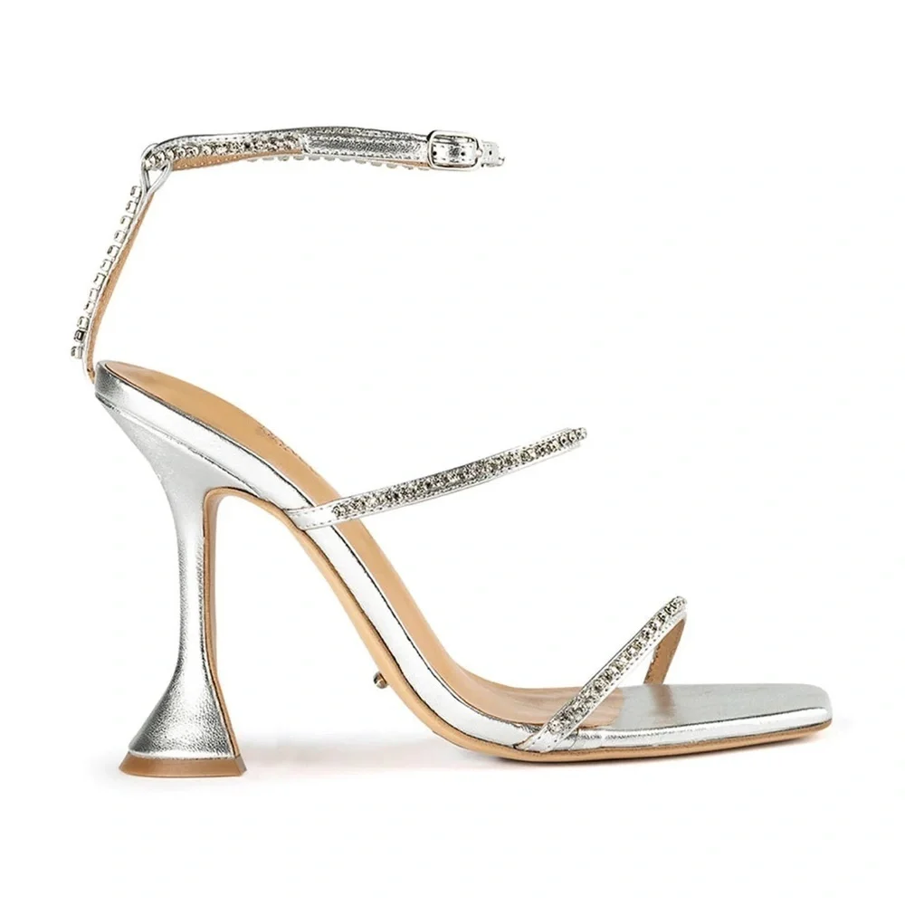 Tony Bianco Shy Sandal in Silver Metallic Size 5.5